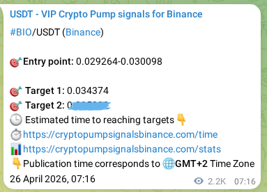 Binance exchange signal proof for BIO, 28 April 2026, 19:42