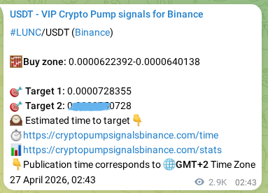 Authenticated proof of LUNC's pump signal on Binance at 30 April 2026, 10:34