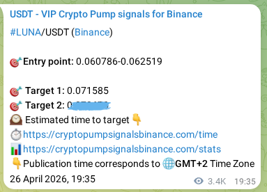 Signal verification: LUNA pump on Binance at 30 April 2026, 18:45
