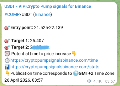 Authenticated proof of COMP's pump signal on Binance at 01 May 2026, 11:51