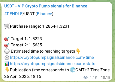 Binance trading signal proof for PENDLE pump, 01 May 2026, 13:57