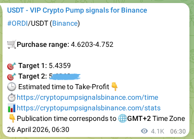 Binance trading signal proof for ORDI pump, 02 May 2026, 17:15