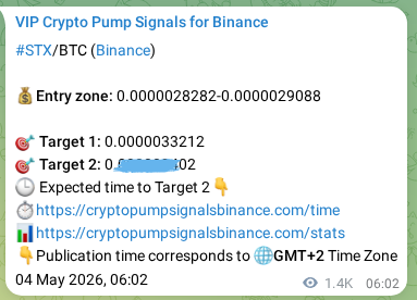 Authenticated proof of STX's pump signal on Binance at 05 May 2026, 21:42