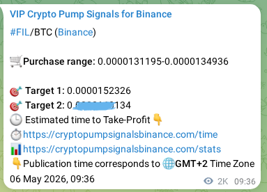 Binance pump signal proof for FIL on 08 May 2026, 17:56