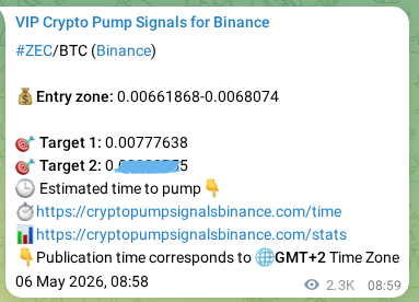View the proof of ZEC pump signal on Binance at 09 May 2026, 00:34 Proof of ZEC pump signal on Binance at 09 May 2026, 00:34