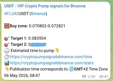 Authenticated FLUX pump signal on Binance, 09 May 2026, 09:43