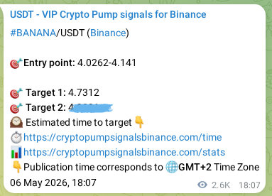 Signal authentication: BANANA pump on Binance at 09 May 2026, 17:22