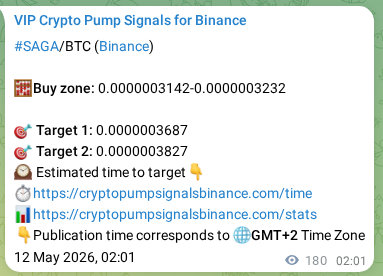 SAGA pump signal verification from Binance, timestamp: 12 May 2026, 07:02