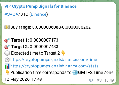 Crypto market signal proof: SAGA pump on Binance, 12 May 2026, 22:44