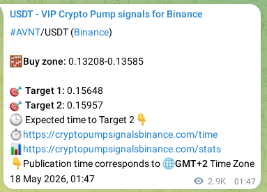 Binance exchange signal proof for AVNT, 21 May 2026, 11:22
