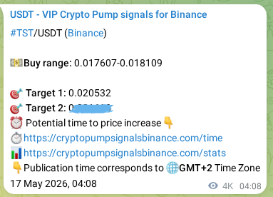 Market signal proof: TST pump from Binance, 21 May 2026, 18:43