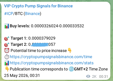 Proof of ICP pump signal on Binance at 27 May 2026, 07:34