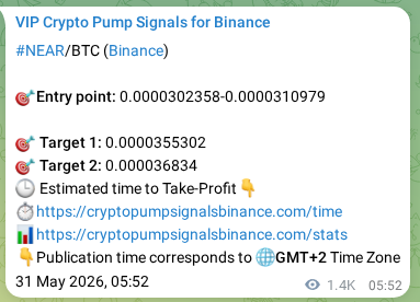 Crypto pump signal proof: NEAR on Binance, 01 June 2026, 21:24