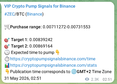 Crypto pump signal proof: Verify ZEC on Binance, 02 June 2026, 18:06 Crypto pump signal proof: ZEC on Binance, 02 June 2026, 18:06