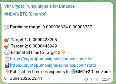 Crypto pump signal proof: Verify NEAR on Binance, 03 June 2026, 14:32 Crypto pump signal proof: NEAR on Binance, 03 June 2026, 14:32