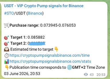 Trading signal confirmation: STO pump on Binance at 03 June 2026, 21:38