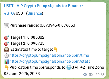 Market signal proof: STO pump from Binance, 03 June 2026, 21:49