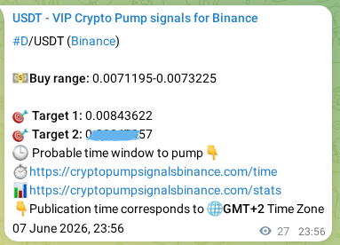 View the proof of D pump signal on Binance at 08 June 2026, 00:04 Proof of D pump signal on Binance at 08 June 2026, 00:04