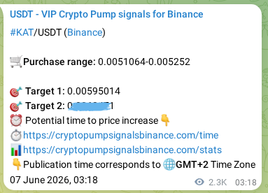 Authenticated KAT pump signal on Binance, 09 June 2026, 20:07