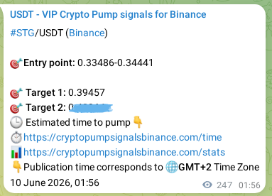 Signal verification: STG pump on Binance at 10 June 2026, 08:45