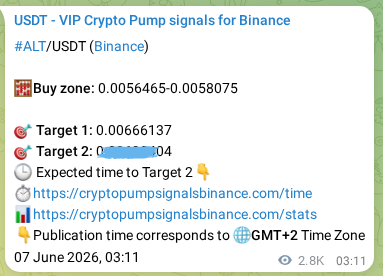 Trading signal proof: ALT pump from Binance, 10 June 2026, 09:37