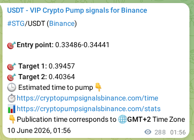 Crypto market signal proof: STG pump on Binance, 10 June 2026, 09:53