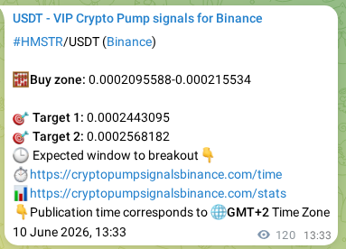 Authenticated HMSTR pump signal on Binance, 10 June 2026, 16:40