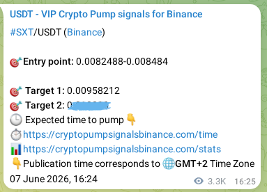 Crypto trading signal proof: SXT pump on Binance, 11 June 2026, 11:03 Crypto trading signal proof: SXT pump on Binance, 11 June 2026, 11:03