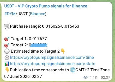 Access the Binance pump signal verification for DYM at 11 June 2026, 22:52 Binance pump signal verification for DYM at 11 June 2026, 22:52