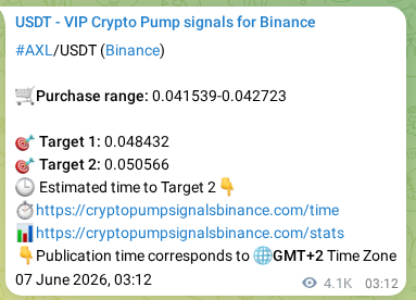 Trading signal proof: AXL pump from Binance, 13 June 2026, 06:13 Trading signal proof: AXL pump from Binance, 13 June 2026, 06:13