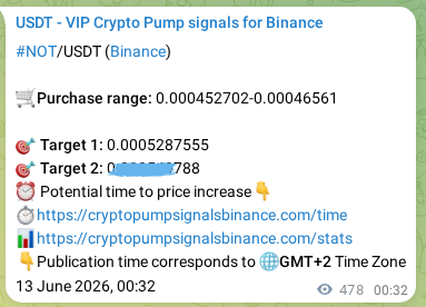 Discover the authenticated NOT pump signal on Binance, 13 June 2026, 13:41 Authenticated NOT pump signal on Binance, 13 June 2026, 13:41