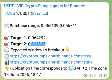 View the proof of MEGA pump signal on Binance at 14 June 2026, 00:46 Proof of MEGA pump signal on Binance at 14 June 2026, 00:46