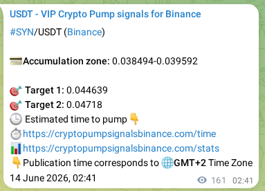 Explore the SYN pump signal verification from Binance, timestamp: 14 June 2026, 07:10 SYN pump signal verification from Binance, timestamp: 14 June 2026, 07:10