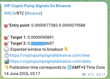 View the proof of WLD pump signal on Binance at 15 June 2026, 06:17 Proof of WLD pump signal on Binance at 15 June 2026, 06:17