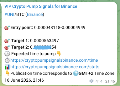 UNI pump signal verification from Binance, timestamp: 17 June 2026, 09:16