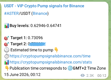 Verification image for ASTER pump signal on Binance at 17 June 2026, 14:15