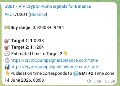 Crypto market signal proof: EUL pump on Binance, 18 June 2026, 11:20