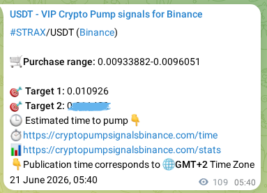 Signal verification: STRAX pump on Binance at 21 June 2026, 08:42