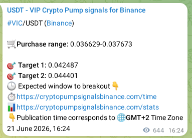 Verification image for VIC pump signal on Binance at 22 June 2026, 10:08